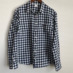 Jcrew button up shirt in navy and white check
